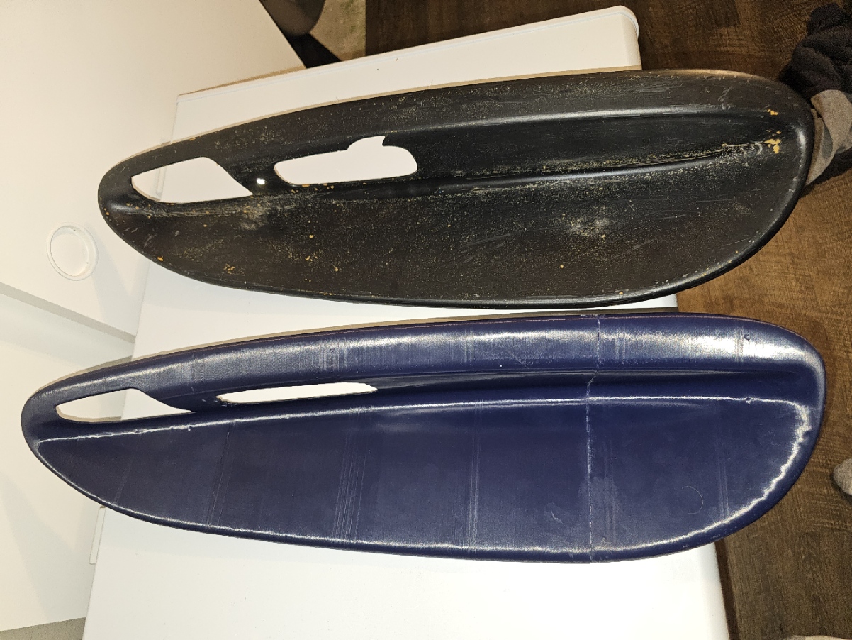 Top view comparison of the reproduced ABS armrest and the original
