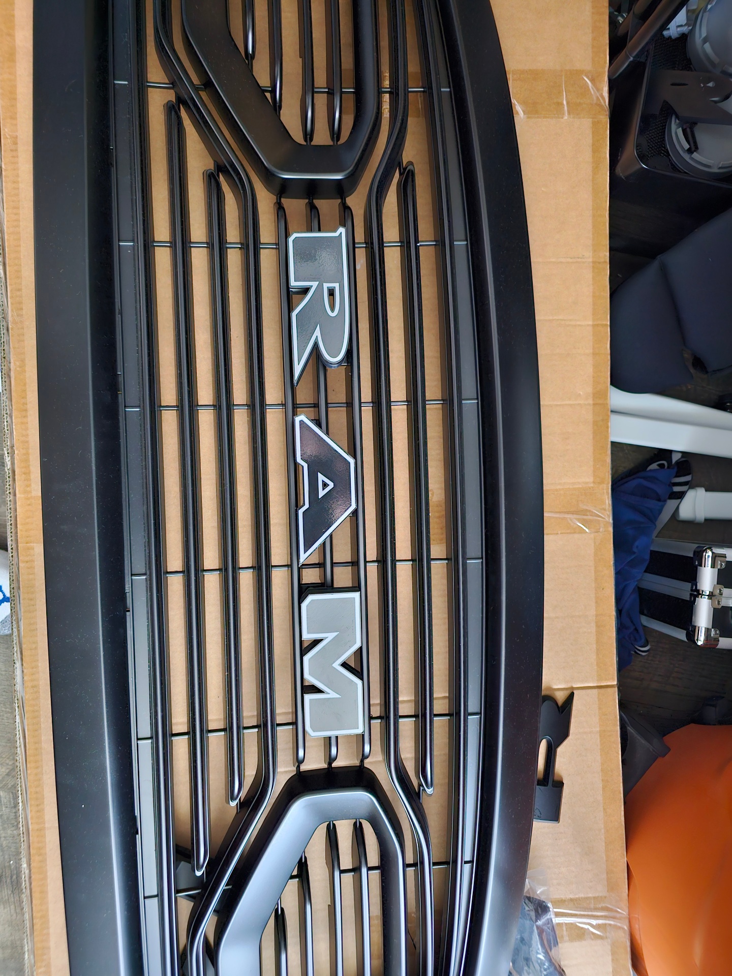 Custom 3D-printed truck front bumper letters in outdoor UV-protected filament