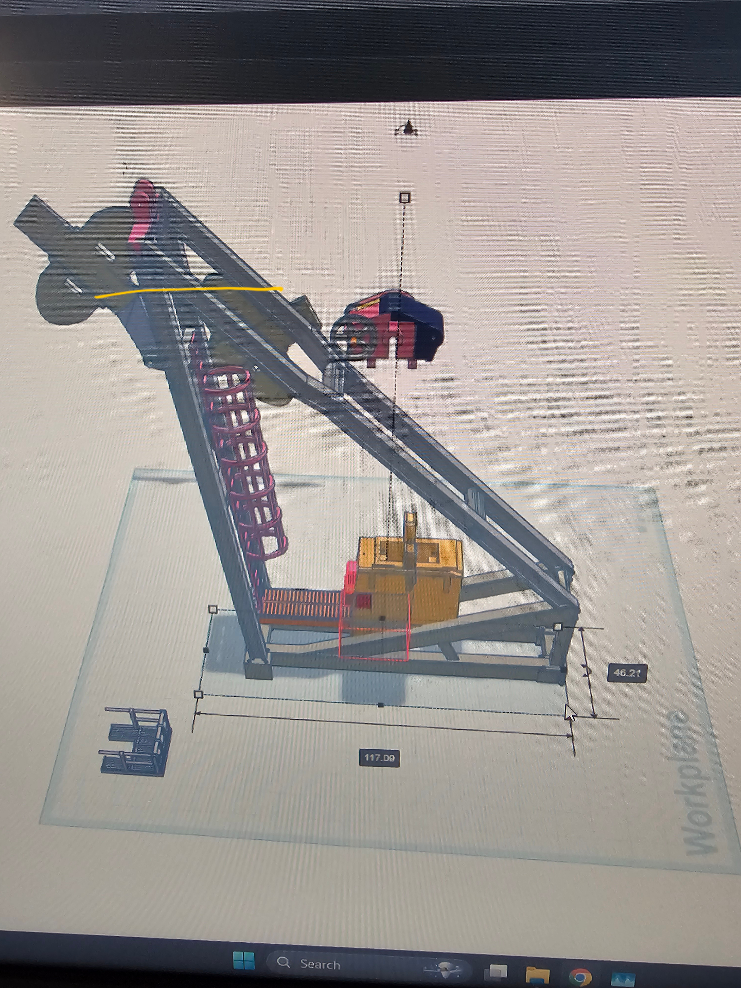 CAD design view of the custom moving oil pump jack model