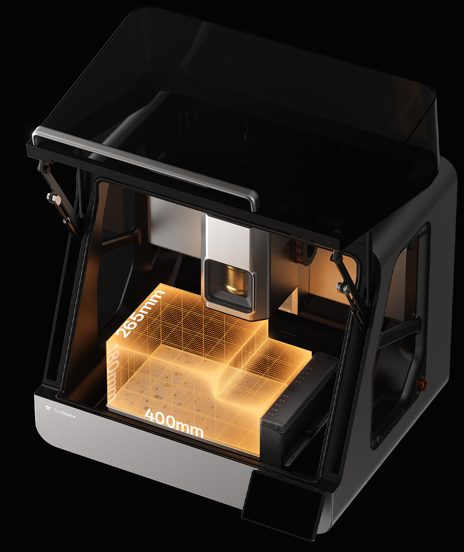 Tooldance X1 machine showing its 400 × 265 × 180 mm working envelope