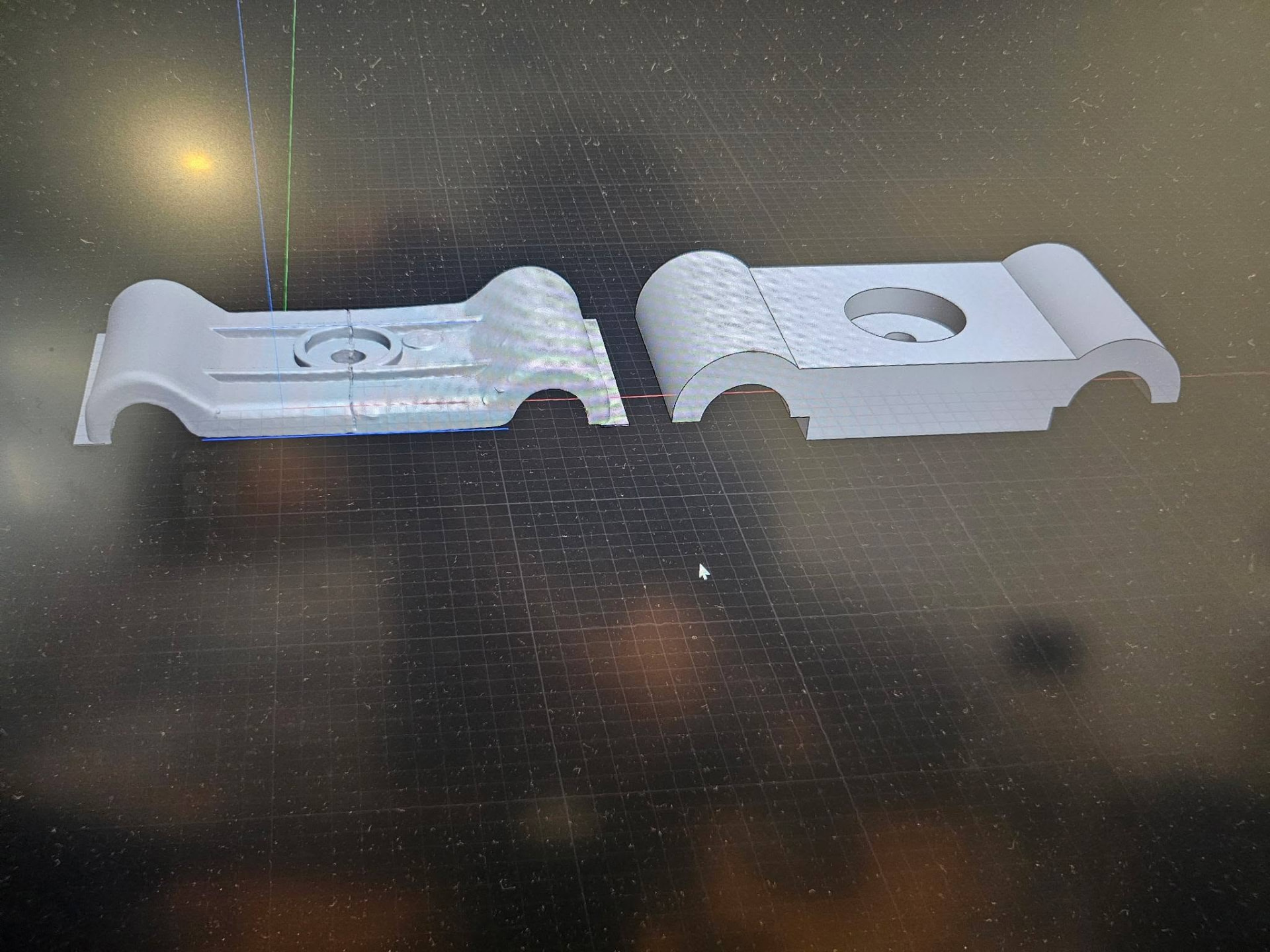 CAD model of the two-piece TopMate ES35 backrest bracket replacement